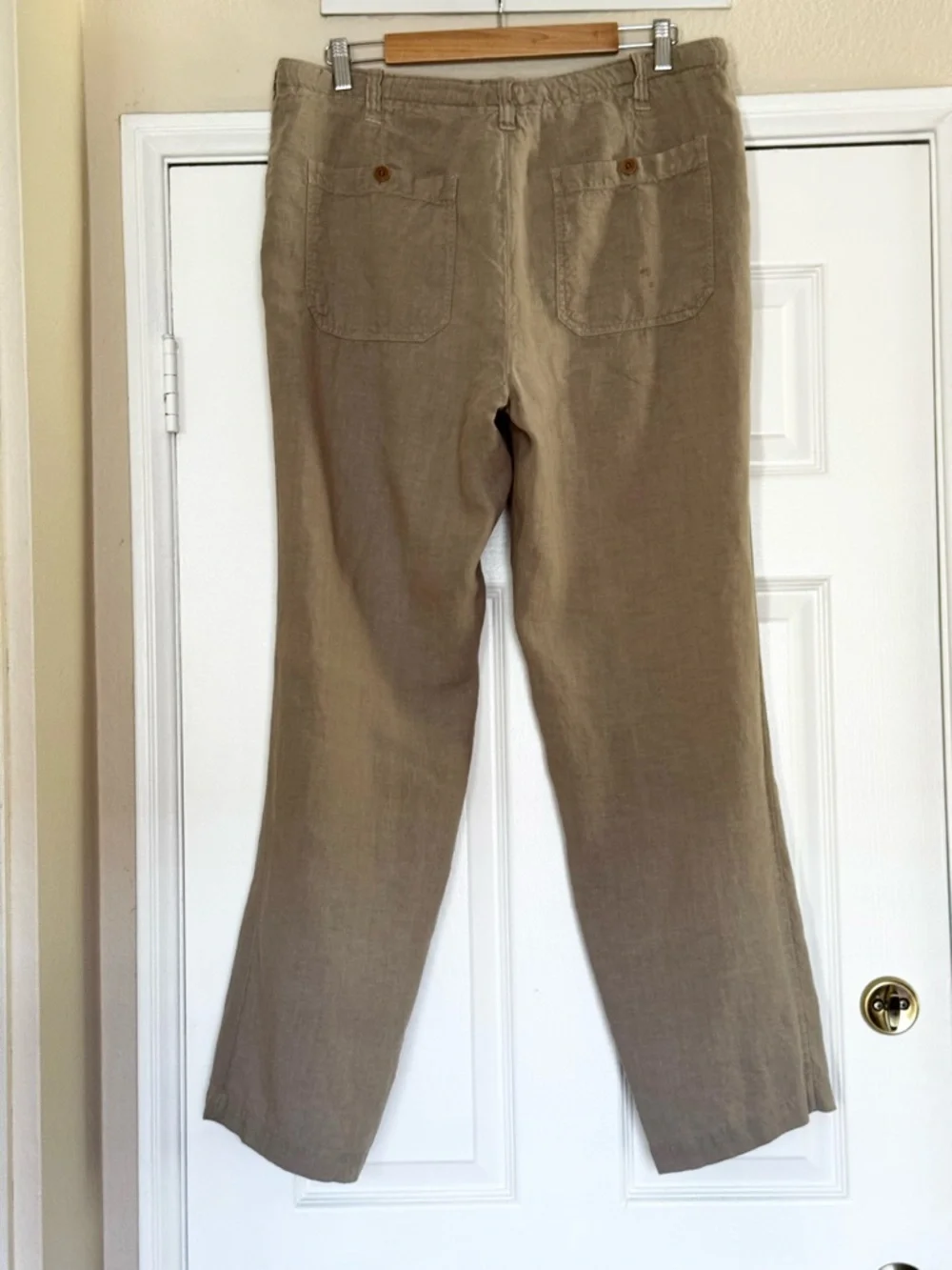 Hartford Men's Light Gray Relaxed Straight Leg Linen Drawstring Trousers Size 52